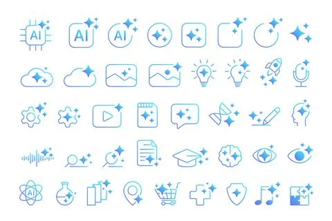 Generative AI Gradient Icon Set Collection Stockillustratie