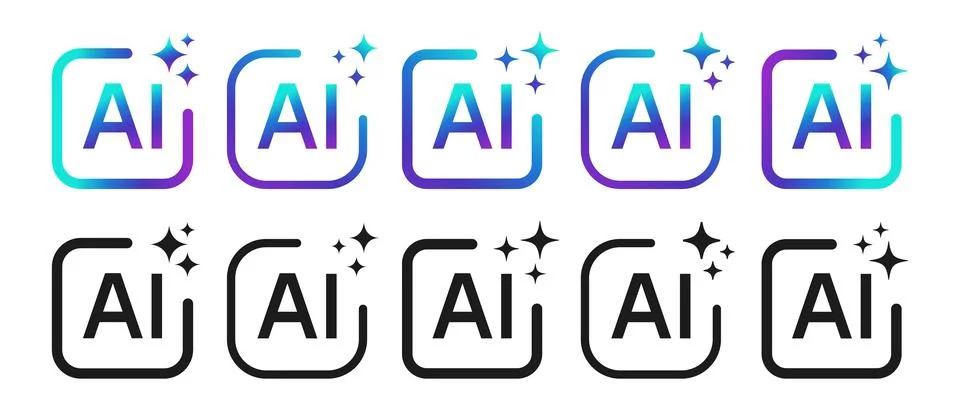 Generative Ai logo. Artificial intelligence icon symbol collection Stock Illustration