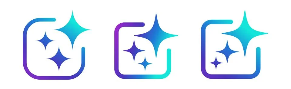 Generative Ai logo set. Artificial intelligence icon symbol Stock Illustration