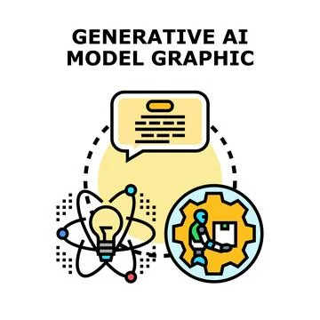 Generative ai model concept graphic creating content Stock Illustration