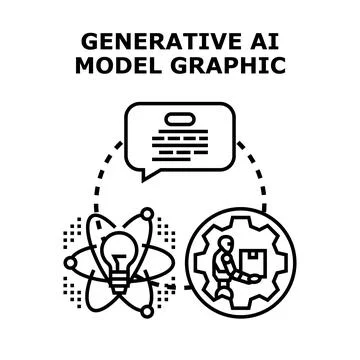 Generative ai model concept graphic creating content Stock Illustration
