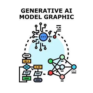 Generative ai model graphic illustrating neural network process Illustrazione stock