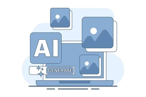 Generative AI model training concept using big data in machine learning Stock Illustration