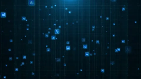 Generative AI Network with Floating Intelligence Symbols Video stock 341366366