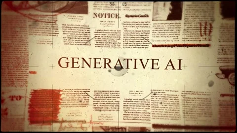 Generative AI Newspaper Style Headline Titles Stock Footage 320898644