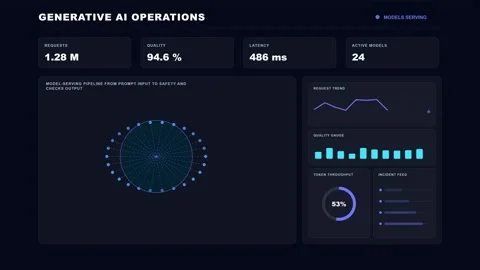 Generative AI Operations Dashboard Futuristic Data Dashboard 4K Animation Stock Footage 342567660