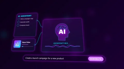 Generative ai prompt brain thinking building product launch campaign. 4K 스톡 동영상 348234742