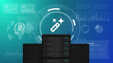 Generative AI server infrastructure and artificial intelligence data Stock Footage 325478017