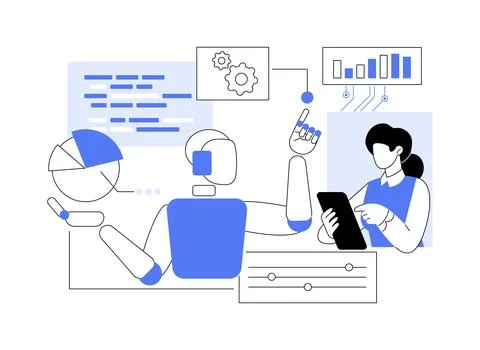 Generative AI for Synthetic Data Creation abstract concept vector illustration. 스톡 일러스트