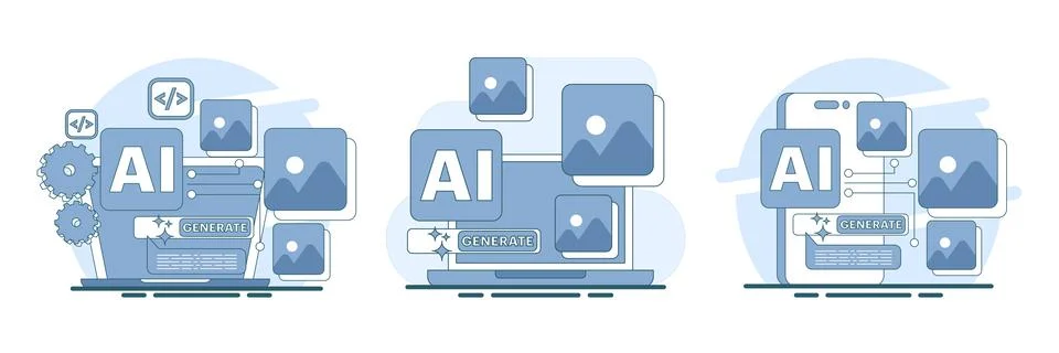 Generative AI training with big data and machine learning Illustrazione stock