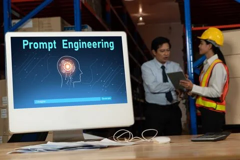 Generative AI virtual assistant tools for prompt engineer and end user snugly Stock Photos