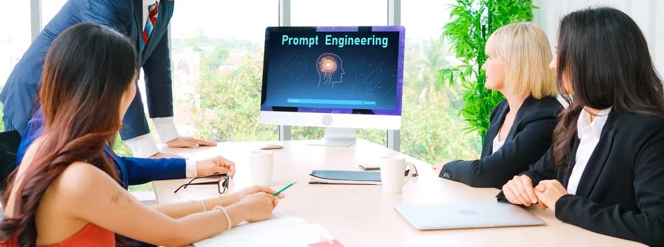 Generative AI virtual assistant tools for prompt engineer and end user snugly Foto stock
