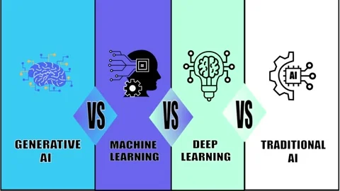 Generative AI vs Machine Learning vs Deep Learning vs Traditional AI Concept Vidéo 333912331