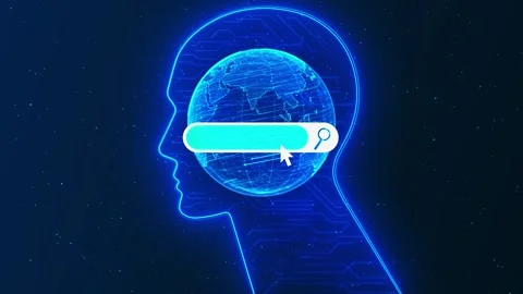 Generative AI Web Search and Global Knowledge Technology Concept Stockbeeldmateriaal 341375867