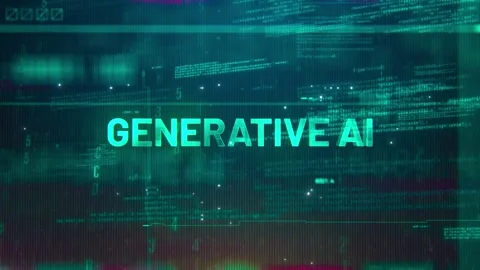 Generative AI Word on High Technology Futuristic Background Stock Footage 343564141