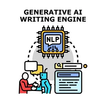 Generative ai writing engine concept for content creation Stockillustratie