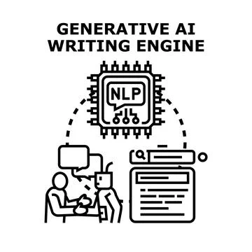 Generative ai writing engine concept for content creation Illustrazione stock