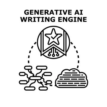Generative ai writing engine concept illustration イラスト素材
