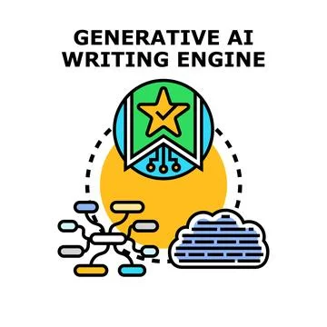 Generative ai writing engine concept illustration Stock Illustration