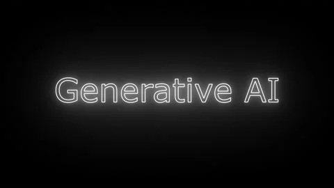Generative AI, Written in Neon Text Effect with a bit of Flicker Effect Stock Footage 239004087