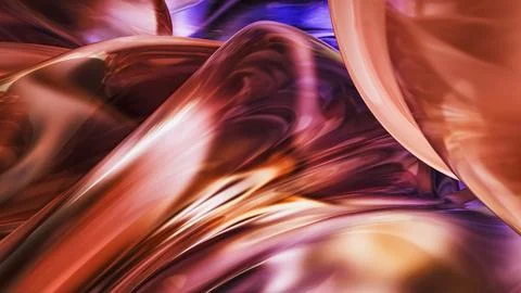 Generative Art 3D Render with Twisting Silky Structures in Golden and Cocoa Stock Illustration