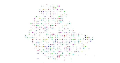 Generative art Ethiopia map from moving particles Stock Footage 314597596
