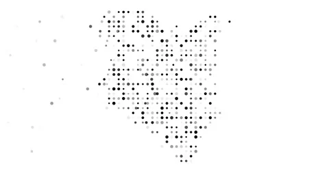 Generative art Kenya map from moving particles Stock Footage 314775821