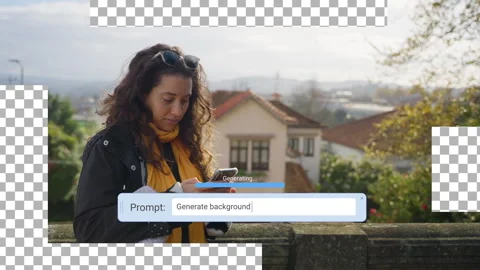 Generative artificial intelligence algorithm filling empty background of Stock Footage 305723607