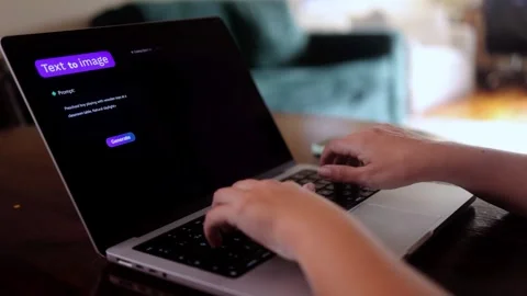 Generative artificial intelligence creat image from text prompt – AI technology Video stock 315363405