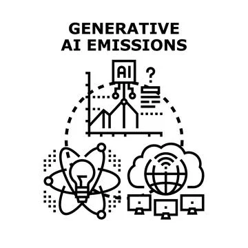 Generative artificial intelligence emissions and carbon footprint Illustrazione stock