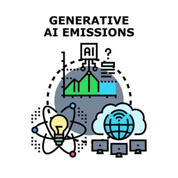 Generative artificial intelligence emissions and carbon footprint Illustrazione stock