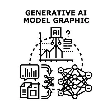 Generative artificial intelligence model graphic developing innovation Stock Illustration