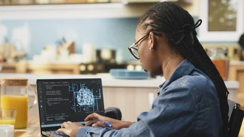 Generative artificial intelligence used by self-employed worker telecommuting 库存照片