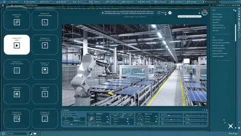 Generative artificial intelligence website generating video of solar panel Foto stock