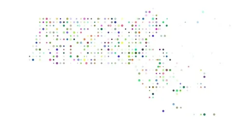 Generative Circle Flow Massachusetts Map Animation Video stock 321697073