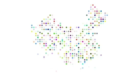 Generative Circle Waves Create China Shape Stock Footage 316063687