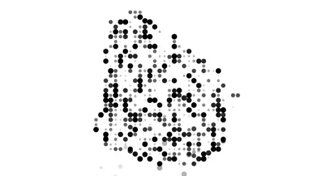 Generative circles redesign Uruguay map into conceptual art Stock Footage 316331670