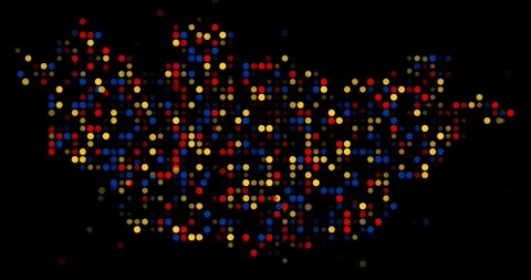 Generative circles shaping Mongolia visual outline Stock Footage 316681789