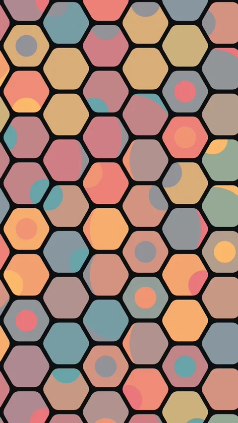 Generative Circular Pattern Animation within Hexagonal Structural System Stock Footage 333051255