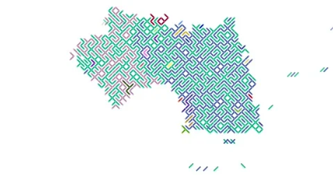 Generative Diagonal Flow Guinea Map Animation Stock Footage 324179225