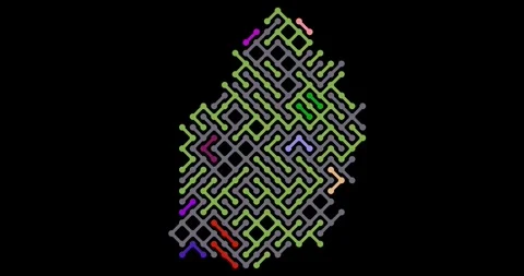 Generative Diagonal Flow Mauritius Map Animation Video stock 324730386