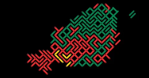 Generative Diagonal Flow Niger Map Animation Stock Footage 324805227