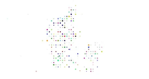 Generative Dot Animation Builds Denmark Map Video stock 313127791