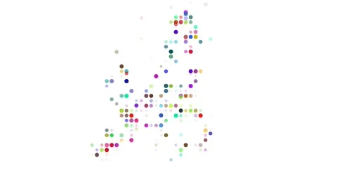Generative Dot Flow Builds EU Continent Map Stock Footage 313346373