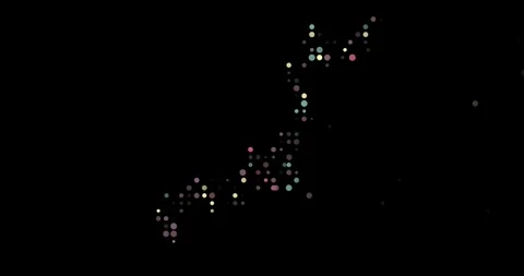 Generative Dot Flow Builds Japan Shape Video stock 312471812
