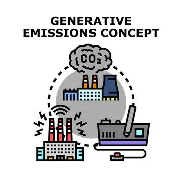 Generative emissions concept illustrating environmental pollution challenges Stock Illustration