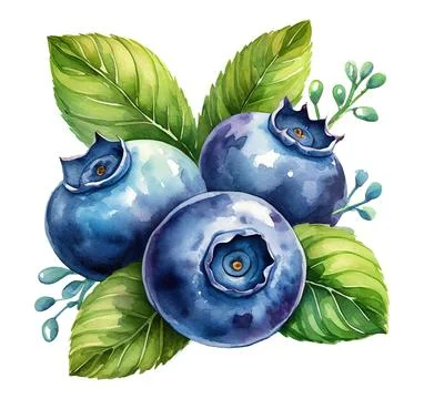 Generative image of blueberries isolated on white background Stock Illustration