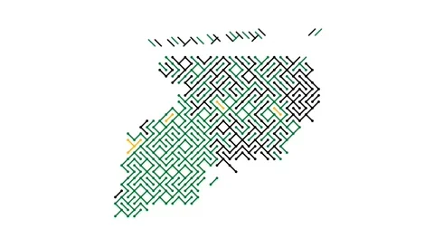 Generative Motion Diagonal Strips Build Uganda Country Map Video stock 328269394