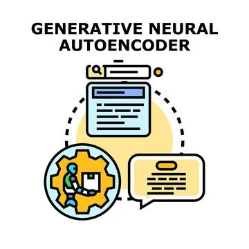 Generative neural autoencoder concept developing artificial intelligence Stock Illustration