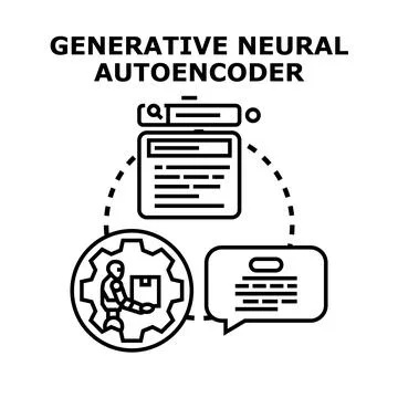 Generative neural autoencoder concept developing artificial intelligence Stock Illustration